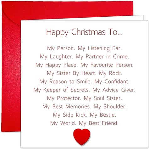 Amazon.com : Special Christmas Card for Best Friend, Happy Christmas Card for Bestie, Sentimental Merry Xmas Card for Her with Envelope : Office Products Merry Christmas For Best Friend, Merry Christmas To A Special Friend, Merry Christmas To My Best Friend, Christmas Cards Writing Messages, Bestie Notes, Merry Christmas Bestie, Christmas Wishes For Best Friend, Christmas Card For Best Friend, Merry Christmas Best Friend