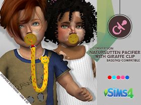 Sims 4 CC's - The Best: NATURSUTTEN PACIFIER WITH GIRAFFE CLIP by coupurelectrique Ts3 To Ts4, Toddler Cc Sims 4, Sims 4 Toddler Clothes, Sims 4 Piercings, Sims Baby, Sims 4 Black Hair, Sims 4 Cas Mods, Sims 4 Cc Kids Clothing, The Sims 4 Pc