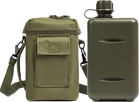 Amazon.com: Mountain Land Military Canteen Square Water Bottle PE Insulated Camouflage Bag Carrier Cover 2L Capacity Portable Water Bottle Tactical Bottle Pouch with Adjustable Shoulder Strap Travelling Green 2L : Sports & Outdoors Tactical Water Bottle, Camping Water Bottle, Twd Oc, Square Water Bottle, Tactical Bags, Canteen Water Bottle, Mountain Land, Molle Straps, Tactical Pouches