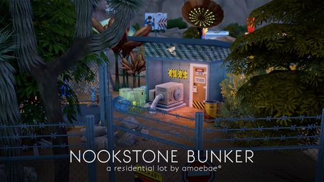 NOOKSTONE BUNKER | Patreon Sims 4 Bunker, Bunker Home, Corrugated Metal Wall, Open Plan Living Room, Scenery Pictures, Best Sims, Corrugated Metal, Sims 4 Build, Basin Sink