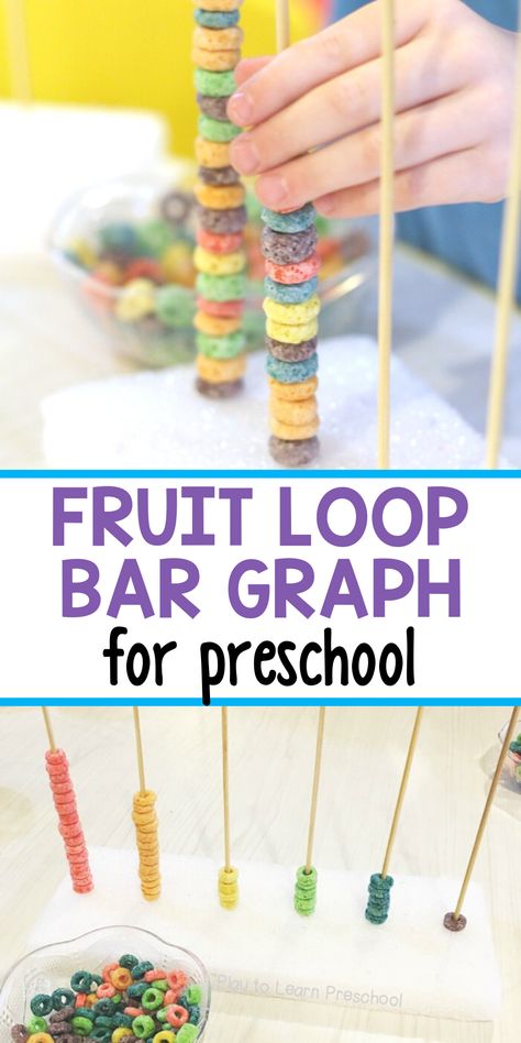 Fruit loops are a great learning manipulative for preschoolers. For this activity, I paired it with a foam block and kabob skewers to create an opportunity for them to practice sorting and graphing. Students really were engaged and excited to be playing with cereal. This one little (easy!) activity turned into fine motor practice, sorting, graphing and patterning. #preschoolmath #sorting #preschoolactivity Fruit Loop Color Sorting Mat, Data Analysis Activities Preschool, Graphing For Preschoolers, Pattern Lessons For Kindergarten, Graphing Activities Preschool, Preschool Graphing Activities, Pattern Activities Preschool, Preschool Graphing, Manipulatives For Preschool