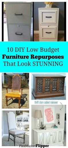 I LOVE it when I can make furniture look EXPENSIVE but it really cost me next to nothing. Love repurposing old worn out furniture pieces. This is some great inspiration to redo some great furniture pieces on the cheap. Desks, chairs, & entertainment centers can all be made new again. Cheap Desks, Restauration Hardware, Budget Furniture, Make Furniture, Thrift Store Furniture, Look Expensive, Diy Furniture Renovation, Furniture Redo, Entertainment Centers