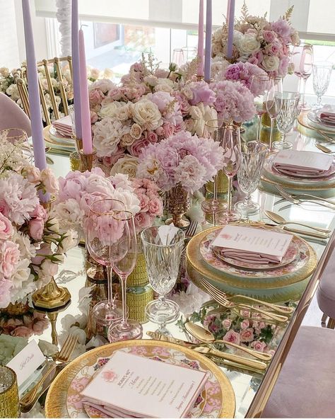 25th Bday, Event Stylist, Tea Party Birthday, Pastel Wedding, Long Table, Wedding Goals, Wedding Deco, Floral Centerpieces, Purple Wedding