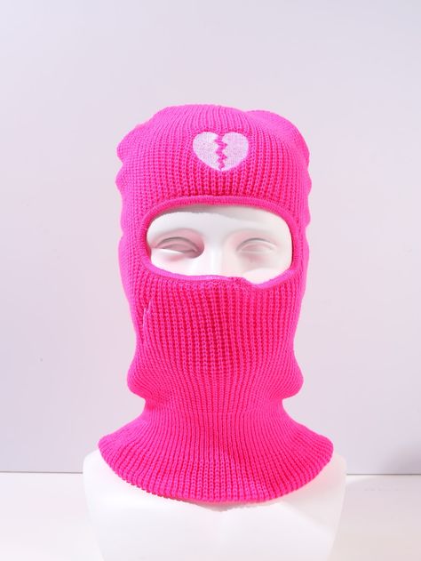 Pink Casual Collar  Tecido Coração Máscara de ski balaclava Embellished  Outono / Inverno Acessórios Femininos Heart Balaclava, Ski Balaclava, Heart Embroidery, Fabric Heart, Winter Women, Cyberpunk, Caps Hats, Hot Pink, Fall Winter