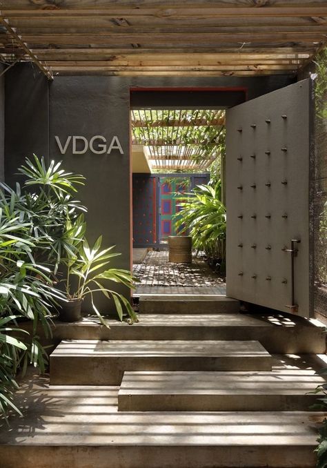 View the full picture gallery of VDGA OFFICE Deco Spa, Restaurant Entrance, Architecture Restaurant, Glass Doors Patio, Office Images, Modern Entrance, Pergola Lighting, Office Pictures, Entrance Design