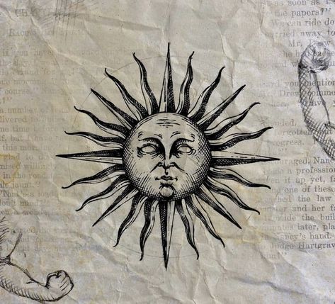 Sun An Moon Drawing, Icarus Falling From The Sun Tattoo, Mosaic Sun Tattoo, Unique Sun Tattoo For Men, Woodcut Sun Tattoo, Blackwork Sun Tattoo, Sun God Drawing, Meaningful Tattoo Drawings, Sun Etching