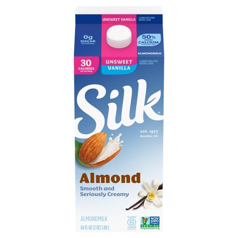 Silk Almond Milk, Non Dairy Creamer, Lactose Free Milk, Healthy Cereal, Dairy Free Yogurt, Bowl Of Cereal, Vegan Milk, Vanilla Almond Milk, Milk Shop