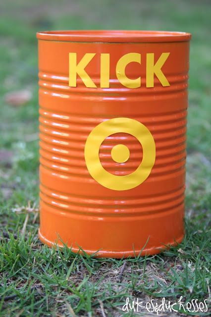 Kick The Can Game, Bbq Games For Kids, Kickball Party Ideas, 1950s Games, Cabin Games, Kick The Can, Pioneer Activities, Pioneer Days, Snail Craft