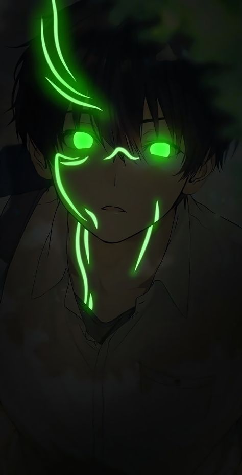 Leon Anime, Green Anime Wallpaper, Art Glow Anime, Glow Art, Glowing Eyes, 2160x3840 Wallpaper, Best Anime Drawings, Glowing Art, Anime Canvas Art