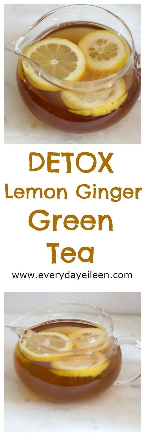 detox lemon ginger green tea is a healthy blend of green tea, lemon, ginger and cayenne. Filled with antioxidants and health benefits.  A great way to start the day! Ginger Green Tea, Healthy Detox Cleanse, Green Tea Lemon, Lemon Diet, Detox Waters, Lemon Ginger, Healthy Teas, Fat Foods, Healthy Detox