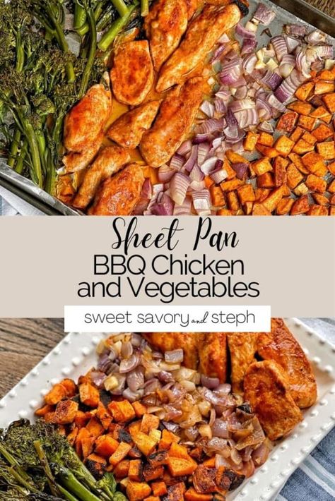 Roasted Mixed Potatoes, Sheet Pan Bbq Chicken, Pan Bbq Chicken, Diced Sweet Potatoes, Low Sugar Bbq Sauce, Moist Chicken Breast, Healthy Chicken Pot Pie, Bbq Chicken Thighs, Barbeque Chicken