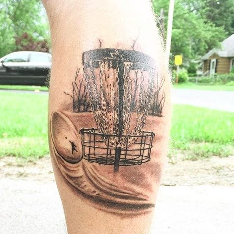 Discgolf Tattoos, Disc Golf Tattoo, Frisbee Tattoo, Golf Tattoo Ideas, Golf Tattoo, Disk Golf, Evil Skull Tattoo, Dear Brother, Disc Golf Basket