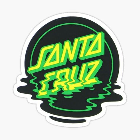 Santa Cruz Stickers, Santa Cruz Logo, Skateboard Logo, Skate Stickers, Santa Cruz Skateboards, Typographic Logo Design, Spooky Stickers, Skate Art, Green Sticker