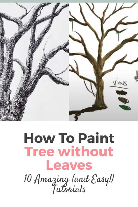 How to Paint a Tree Without Leaves. These are the Best 10 Tutorials on How to Paint a Tree Silhouette for Beginners. Painting a Tree Trunk isn't hard. These video tutorials will help you paint like a pro in no time! Painting Tutorial for Beginners. How To Paint A Tree Trunk, How To Paint Tree Bark, How To Paint Trees Acrylic Step By Step, How To Paint A Tree, Painting Trees Tutorial, Painting Tree Trunks, How To Paint Trees, Paint And Praise, Acrylic Painting Beginner