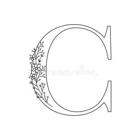 Letter C Embroidery Pattern, Line Art Letters, C Embroidery Letter, C Letter Design, Letter C Embroidery, Romantic Lettering, Basic Hand Embroidery Stitches, Diy Embroidery Designs, Black Board