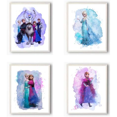 Elsa Party Decorations, Frozen Bedroom Decor, Frozen Wall Art, Frozen Poster, Drawing Wall Decor, Wash Drawing, Frozen Bedroom, Frozen Room, Painting Nursery