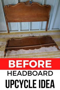 Check out this thrift store headboard and footboard repurosing idea as a farmhouse bench! this upcycling project is fun and perfect if you're decorating on a budget. #diy #headboard #bench Bench From A Headboard, Diy Headboard Bench, Make A Bench, Crate Bench, Repurposed Headboard, Old Headboard, Headboard Diy, Making A Bench, Outdoor Storage Bench