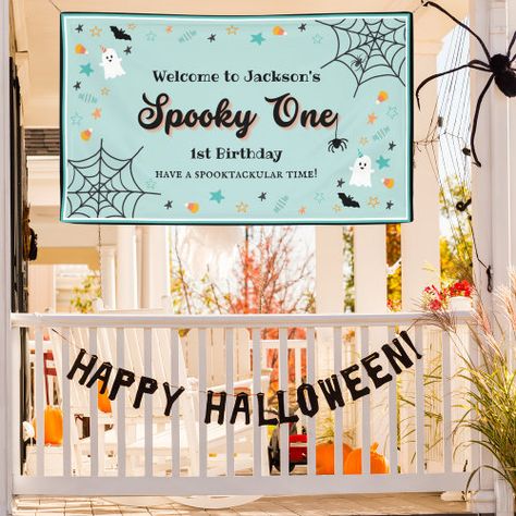 $61.40 | Spooky One Gender Neutral Halloween 1st Birthday | Halloween Crafts | gender neutral spooky kids birthday, spooky one birthday, gender neutral spooky one birthday, gender neutral spooky banner, blue spooky one birthday, spooky one boy birthday banner, spooky one birthday banner, spooky one first birthday banner, spooky one 1st birthday, spooky one 1st birthday banner Spooky One First Birthday, Two Spooky, Neutral Halloween, Halloween 1st Birthdays, Spooky One, 1st Birthday Banner, 1st Birthday Banners, First Birthday Banners, Halloween 1