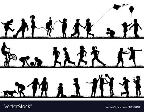 Children Silhouettes, People Character, Small Fry, School Murals, Architecture People, Barn Painting, Mural Ideas, Silhouette Clip Art, Silhouette Illustration