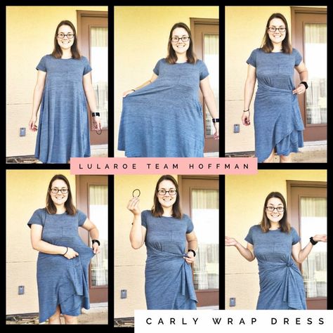 Lularoe Carly as a Wrap Dress! #LularoeTeamHoffman Wrap Dress And Sneakers Outfit, T Shirt Knot, Styling Videos, Shirt Knot, Lula Roe, Lularoe Carly Dress, Skirt And Sneakers, Shirt Refashion, Diy Clothes Life Hacks