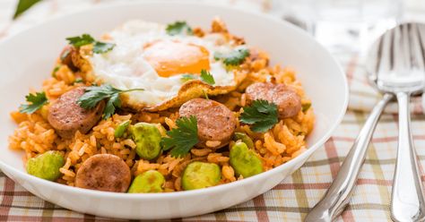 10 Best Leftover Hot Dog Recipes - Insanely Good Fried Rice With Sausage, Rice With Sausage, Best Junk Food, Hot Sandwich Recipes, Beef Dumplings, Chicken Rice Recipes, Huevos Fritos, Hot Sandwich, Hot Dog Recipes