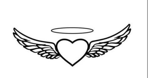 Heart Angel Tattoo, Heart Wings Tattoo, Halo Tattoo, Heart With Wings Tattoo, Angel Wings Heart, Angel Wings Tattoo, Wing Tattoo, Angel Heart, Heart With Wings