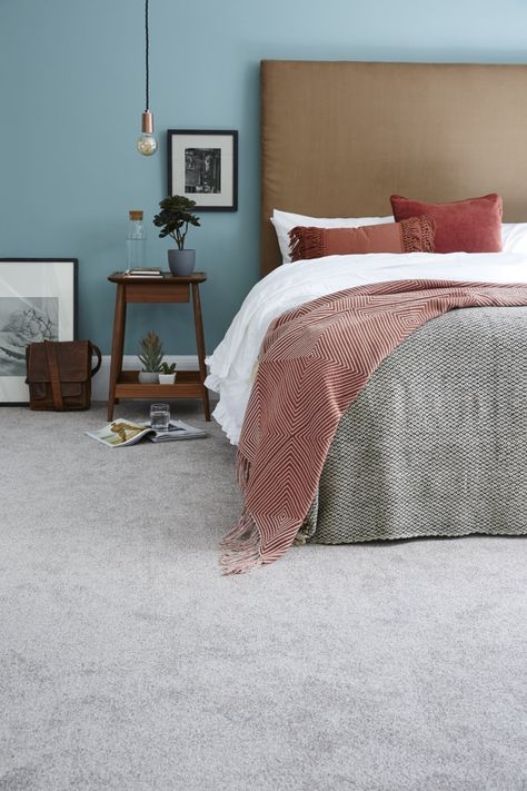 Available in a range of fantastic heather colours, the relaunched Kinross Heathers collection is also available across two weights, 34oz/yd² and 48oz/yd² #flooring #carpet #relaunch Bedroom Styling Ideas, Silver Grey Carpet, Charcoal Grey Carpet, Grey Carpet Bedroom, Silver Carpet, Bedroom Color Combination, Forest Walk, Bedroom Styling, Teak Wood Furniture