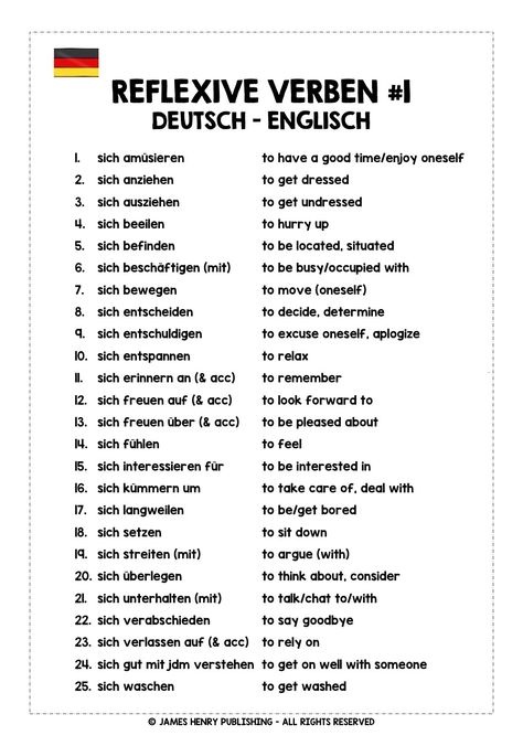 German reflexive verbs reference #German #germanverbs #germanreflexiveverbs #teflexiveverben #germangrammar #germanteacher #germanforbrginners #germanvocabulary #tpt #tptgerman #freegermanresources #tptfreebie Learning German Worksheets, German Phrases Learning, German Humor, German Language Course, Reflexive Verbs, Deutsch Language, German Resources, Study German, German Study