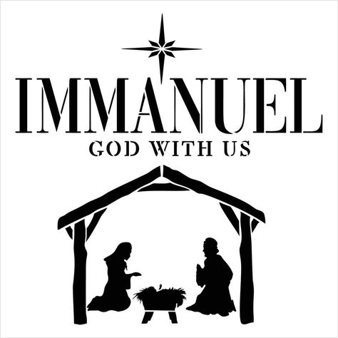 God Stencil, Holiday Wood Signs, Iphone Wallpaper Rap, Holiday Wood Sign, Immanuel God With Us, Stencil Christmas, Christian Drawings, Bible Crafts Sunday School, Painting Signs