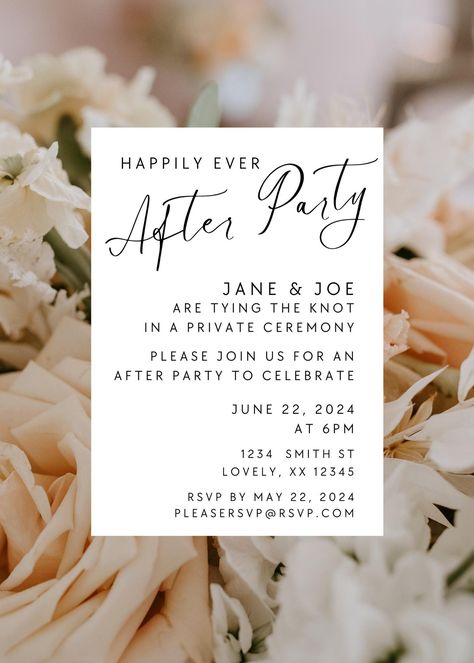 Happily Ever After Party Save The Date, After Party Venue Wedding, Happy Ever After Party, Day After Wedding Party, Happily Ever After Wedding Theme, Happily Ever After Party Decorations, Happily Ever After Party Ideas, Wedding Celebration Party Ideas, Wedding After Party Ideas