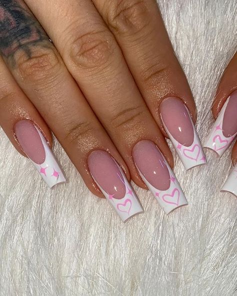 Nails Heart, Sassy Nails, Drip Nails, Colored Acrylic Nails, Girly Acrylic Nails, French Tip Acrylic Nails, Cute Acrylic Nail Designs, Simple Acrylic Nails, Classy Acrylic Nails