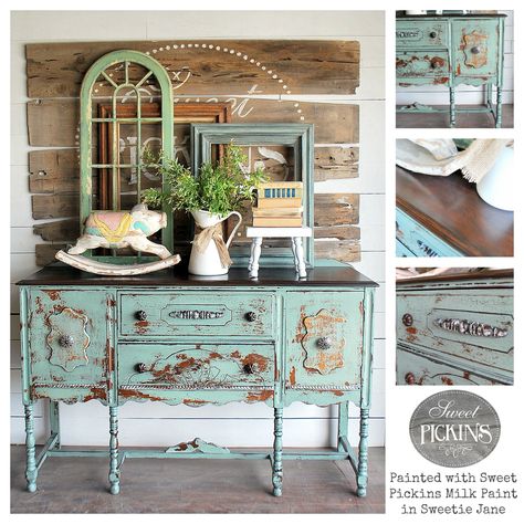 Sweetie Jane Pics – Our most popular milk paint color! Milk Paint Dresser, Rustic Furniture Design, Muebles Shabby Chic, Paint Dresser, Shabby Chic Room, Shabby Chic Dresser, Western Furniture, Distressed Furniture, Interior Design Diy