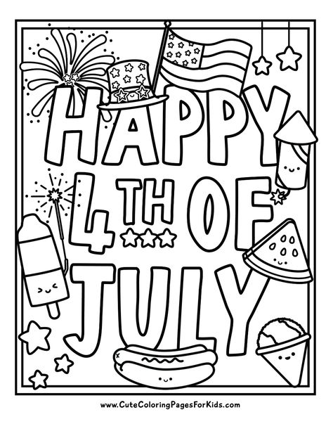 4th of July Coloring Pages: 8 Adorable Free Printable PDFs - Cute Coloring Pages For Kids Behavioral Specialist, 4th Of July Coloring Pages, July Coloring Pages, Summer Coloring Sheets, Calendar Doodles, Fourth Of July Crafts For Kids, March Crafts, July Colors, Summer Coloring