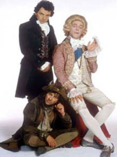 Haha! Black Adder! Rowan Atkinson and Hugh Laurie. This is actually a great pic for showing differences in garb between classes Tom Robinson, Black Adder, British Tv Comedies, British Sitcoms, Rowan Atkinson, Comedy Actors, British Humor, Hugh Laurie, Classic Comedies