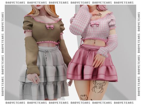 ✰Fairycore-skirt-Babyetears✰ The Sims 4 Pack, Top Long Skirt, Fairycore Clothes, Cc Folder, Sims Packs, Sims 4 Anime, The Sims 4 Packs, Sims 4 Body Mods, Tumblr Sims 4