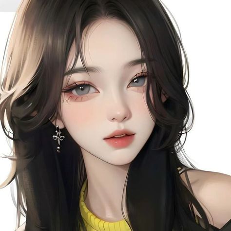 Anime Black Hair, Girly Art Illustrations, Photoshop Art, Digital Art Anime, Digital Art Girl, Cute Anime Pics, Girly Art, Character Portraits, الرسومات اللطيفة