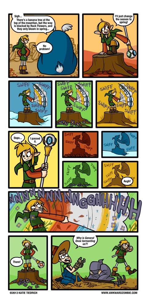 AWKWARD ZOMBIE - Season Passes Dorkly Comics, Oracle Of Seasons, Awkward Zombie, Zelda Comics, Legend Of Zelda Memes, Zelda Funny, Rock Flowers, Link Zelda, Video Games Funny