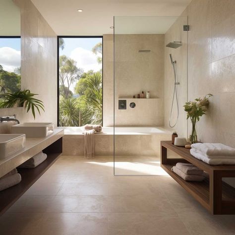 3+ Innovative Concepts for Modern Travertine Bathroom Aesthetics • 333+ Images • [ArtFacade] Ivory Travertine Bathroom, Bathroom Travertine Floor, Modern Travertine Bathroom, Travertine Bathroom Modern, Travertine Bathroom Update, Travertine Floors Bathroom, Travertine Tile Bathroom, Travertine Shower, Organic Modern Bathroom