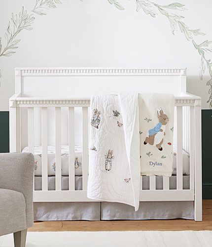 Designers & Friends | Pottery Barn Kids Crib Liners, Toddler Quilt, Crib Skirts, Swaddle Sets, Weathered White, Rabbit Baby, Convertible Crib, Mattress Pads, Fitted Crib Sheet