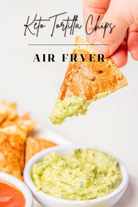 My air fryer tortilla chips recipe is the snack food of your dreams! These keto chips pair perfectly with fresh salsa and guacamole. Air Fryer Tortilla Chips, Air Fryer Tortilla, Tortilla Chips Recipe, Pepperoni Chips, Frying Recipes, Radish Chips, Salsa And Guacamole, Keto Chips, Creamy Guacamole