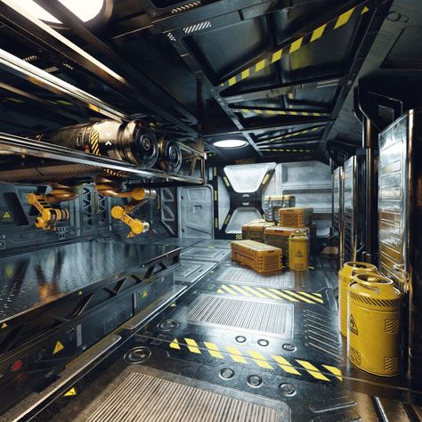 Futuristic Workshop, Sci Fi Room, Scifi Environment, Game Level Design, Factory Interior, Sci Fi Tech, Spaceship Interior, Sci Fi City, Sci Fi Environment