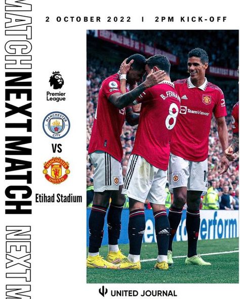 Next Match Poster, Match Day Football Design, Manchester City Vs Manchester United, Manchester Derby, Sport Branding, Football Score, Etihad Stadium, Manchester United Football Club, Match Day