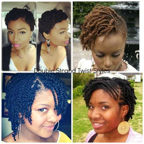 Unique Double & Two-Strand Twisted Natural Hair Styles Double Strand Twist Hairstyles, Twisted Natural Hair, Short Twists Natural Hair, Double Strand Twist, Women With Natural Hair, Small Twist, Two Strand Twist, Twist Styles, Beautiful Natural Hair