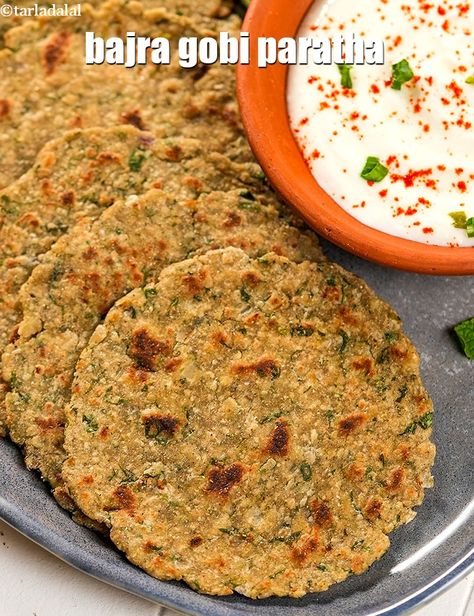 Bajra Roti Recipe, Bajra Recipes, Gobi Paratha Recipes, Bajra Roti, Gobi Paratha, Health Benefits Of Cauliflower, Cauliflower Benefits, Indian Breads, How To Make Cauliflower