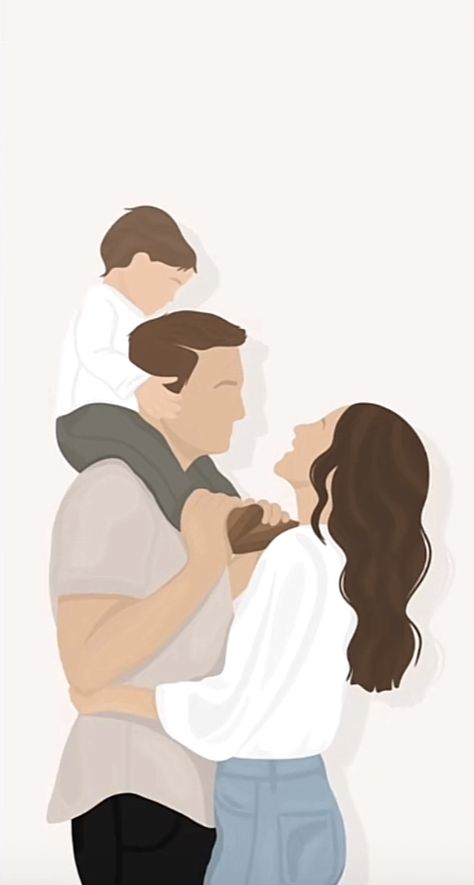 Custom Portrait Illustration, Family Drawing, Faceless Portrait, Cute Couple Drawings, Drawing Prompt, Mom Art, Family Illustration, Couple Drawings, Portrait Illustration