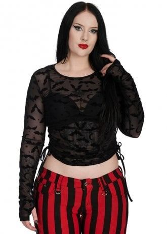 Banned Apparel Women’s Clothing | Banned Apparel Womenswear | Attitude Clothing Bat Top, Sourpuss Clothing, Bat Print, Gothic Tops, Attitude Clothing, Sheer Clothing, Kawaii Hairstyles, Cute Bat, Black Bat