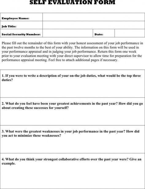 Human Resource Management Templates, Preschool Building, Employee Evaluation, Self Evaluation, Employee Evaluation Form, Employee Performance Review, Evaluation Employee, Employee Performance, Assessment For Learning