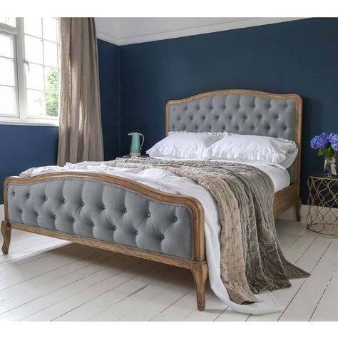 Blue Upholstered Bed, Grey Upholstered Bed, Wood And Upholstered Bed, Linen Upholstered Bed, Chesterfield Bed, French Style Bed, Beige Bed Linen, French Romance, Black Bed Linen