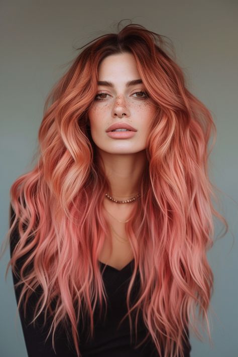 70+ Gorgeous Hair Color Trends For 2024 Pelo Color Cobre, Strawberry Hair Color, Long Sleek Hair, Peach Hair Colors, Coral Hair, Peach Hair, Gorgeous Hair Color, Spring Hair Color, Trends For 2024