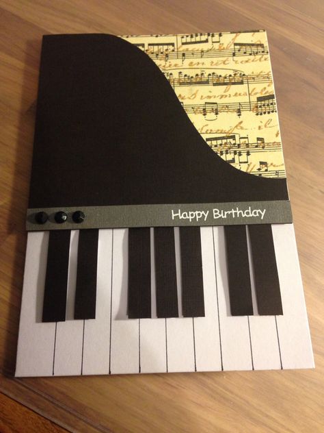 Piano birthday card by Nicky M Music Birthday Card, Piano Birthday, Bday Cards, Music Birthday, Music Themed, Handmade Cards, Cards Handmade, Piano, Birthday Cards